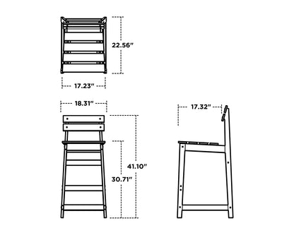 POLYWOOD Modern Studio Plaza Lowback Bar Chair
