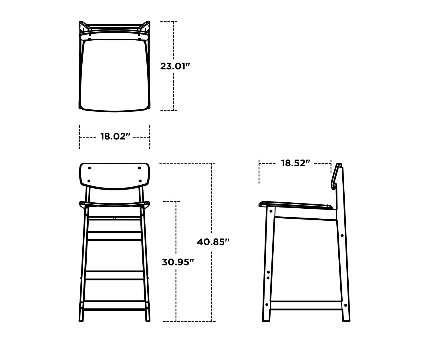 POLYWOOD Modern Studio Urban Lowback Bar Chair