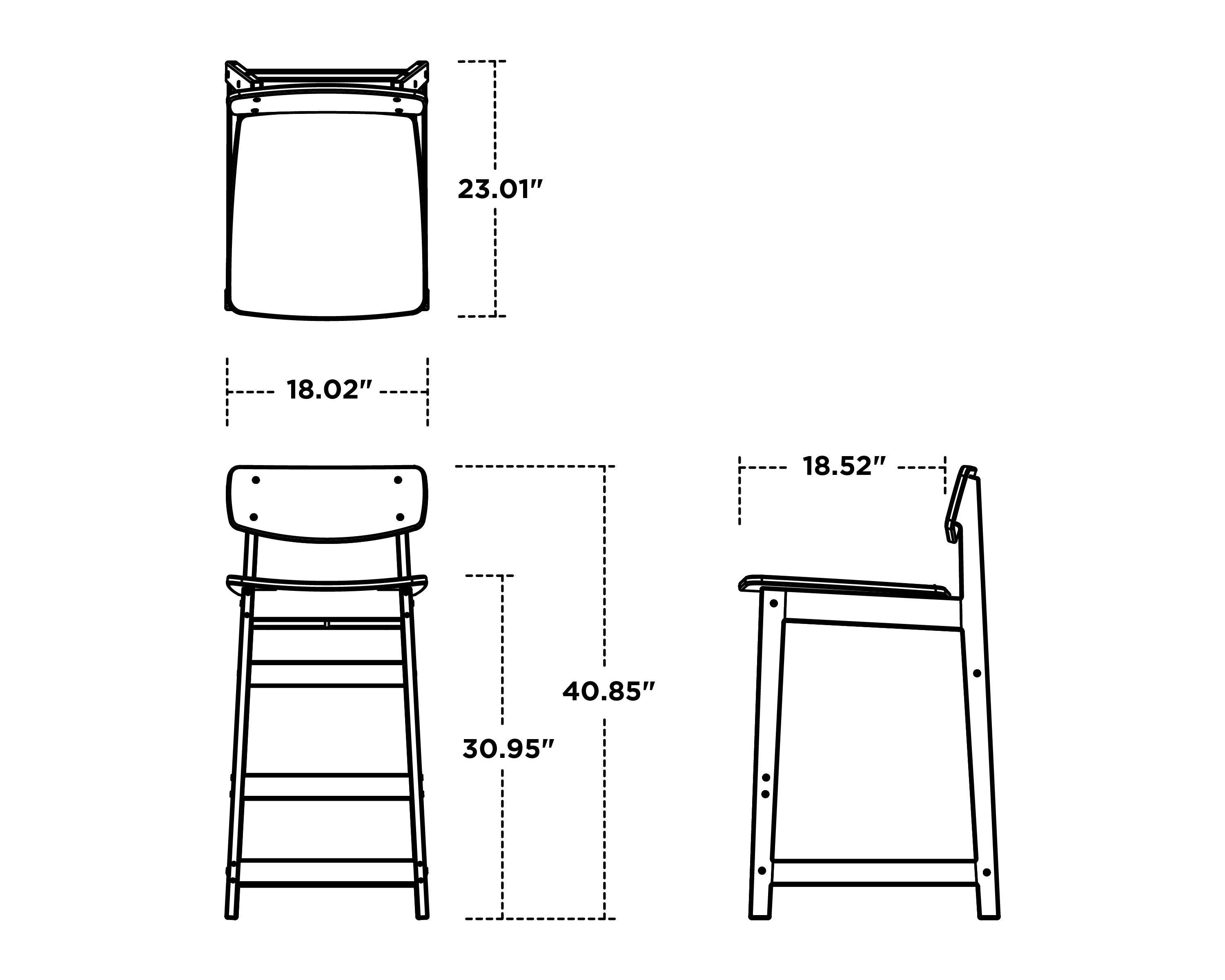 POLYWOOD Modern Studio Urban Lowback Bar Chair