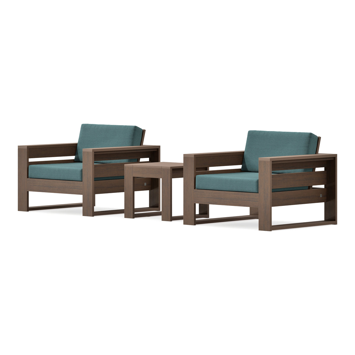 POLYWOOD PW Designer Series Latitude 3-Piece Lounge Chair Set in Kona / Ocean Teal
