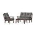 POLYWOOD Oxford 3-Piece Deep Seating Set with Loveseat in Mahogany