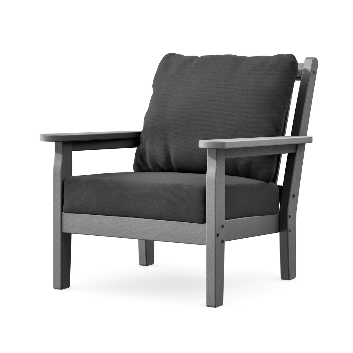 POLYWOOD Chippendale Deep Seating Chair in Slate Grey / Spectrum Carbon