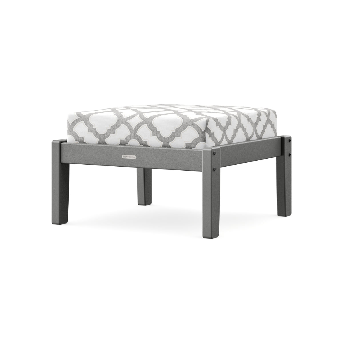 POLYWOOD Chinoiserie Deep Seating Ottoman in Slate Grey / Trellis Grey Mist