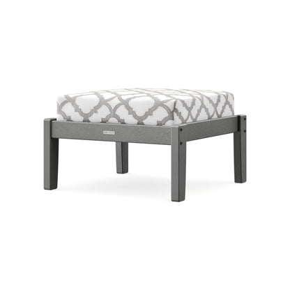 POLYWOOD Chinoiserie Deep Seating Ottoman in Slate Grey / Trellis Grey Mist