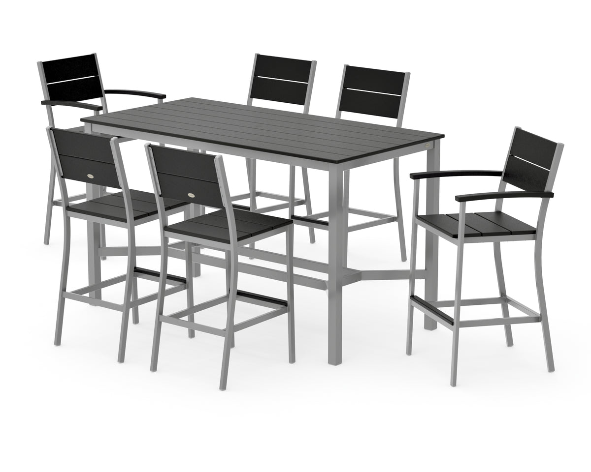 POLYWOOD Main Street 7-Piece Bar Set in Silver / Black