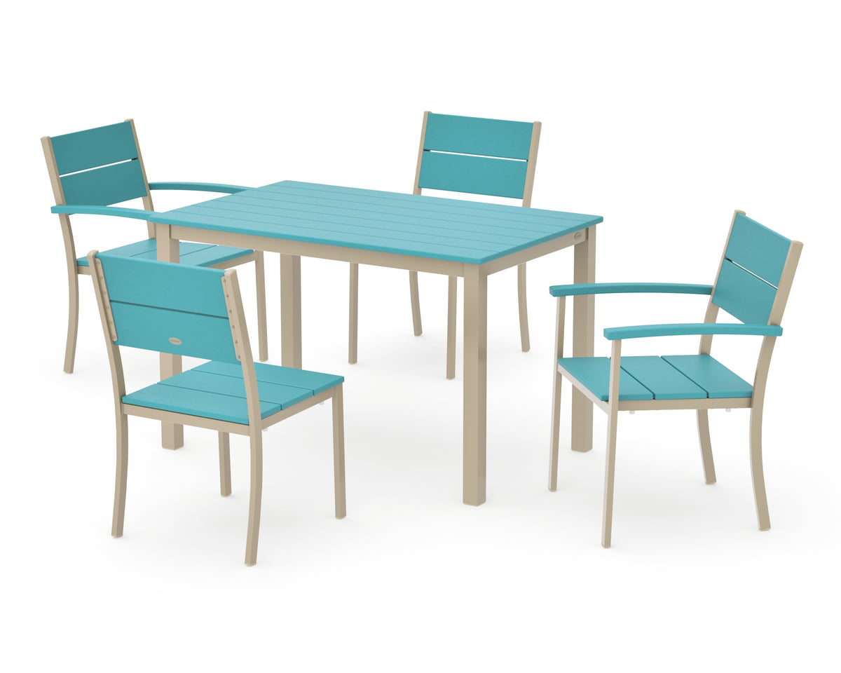 POLYWOOD Main Street 5-Piece Dining Set with Main Street 30 x 48 Dining Table in Sand / Aruba
