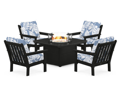 POLYWOOD Vineyard 5-Piece Conversation Set with Fire Pit Table