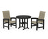 POLYWOOD Coastal Woven High-Back 3-Piece Farmhouse Dining Set in Black / Dune Grass