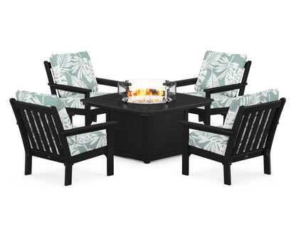 POLYWOOD Vineyard 5-Piece Conversation Set with Fire Pit Table