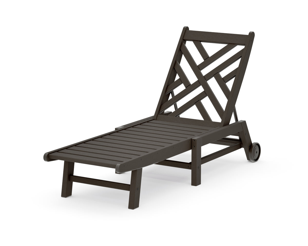 POLYWOOD Chippendale Chaise with Wheels in Vintage Coffee