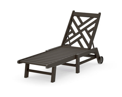 POLYWOOD Chippendale Chaise with Wheels in Vintage Coffee