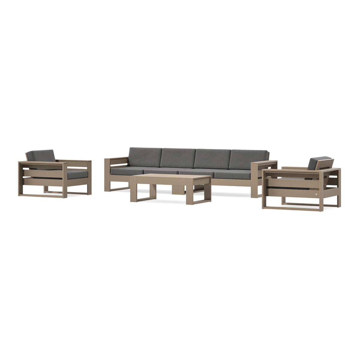 POLYWOOD PW Designer Series Latitude 5-Piece Lounge Sofa Set in Vintage Sahara / Ash Charcoal