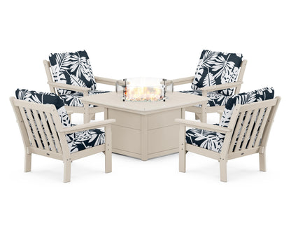 POLYWOOD Vineyard 5-Piece Conversation Set with Fire Pit Table