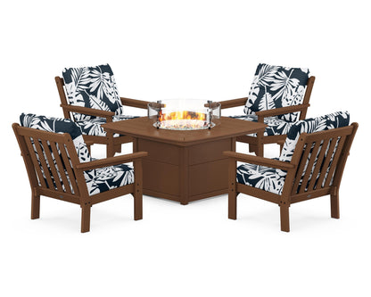 POLYWOOD Vineyard 5-Piece Conversation Set with Fire Pit Table