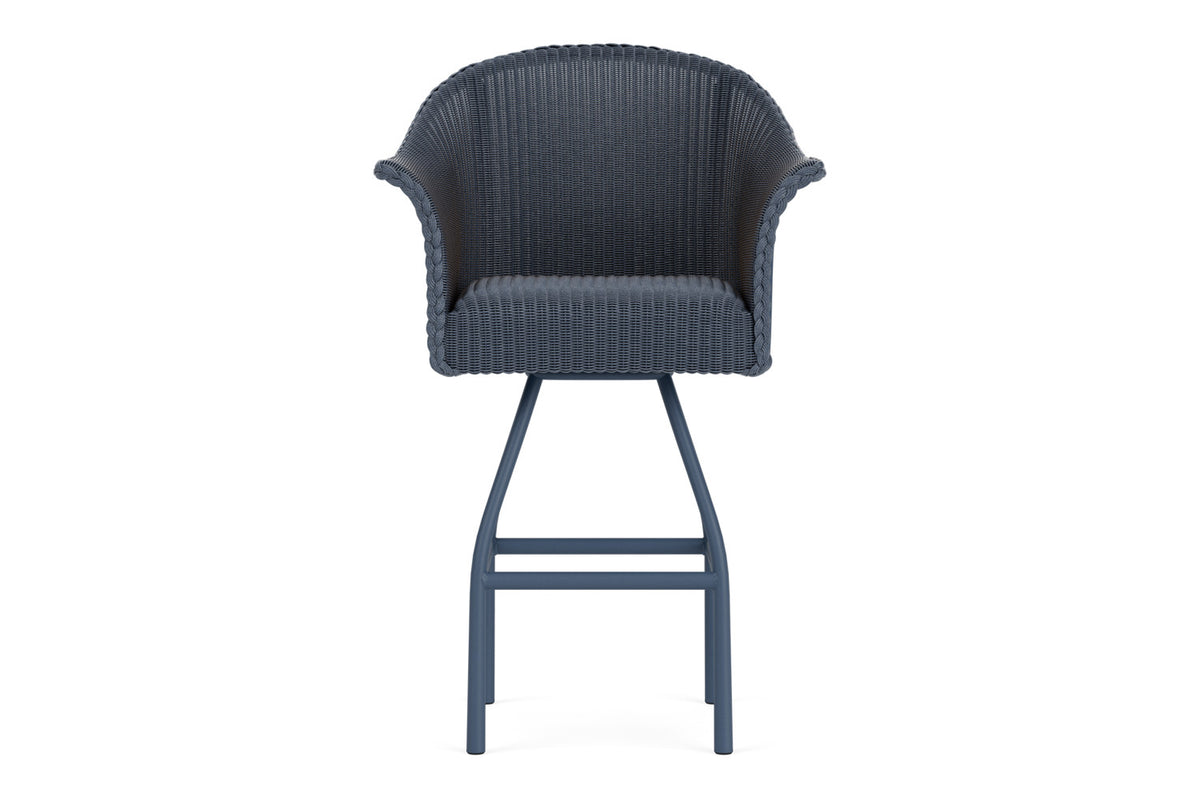 Lloyd Flanders All Seasons Swivel Bar Stool with Padded Seat in Denim Blue
