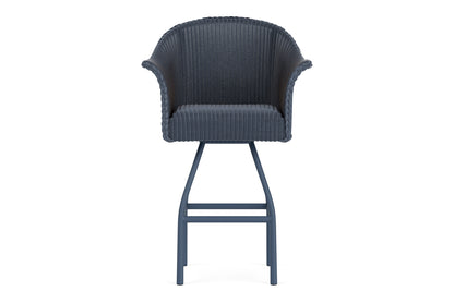 Lloyd Flanders All Seasons Swivel Bar Stool with Padded Seat in Denim Blue