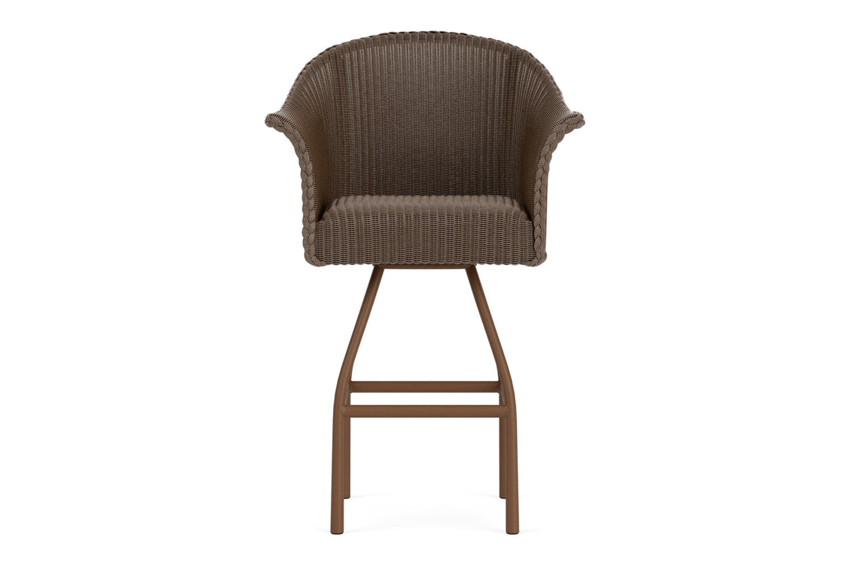 Lloyd Flanders All Seasons Swivel Bar Stool with Padded Seat in Bark