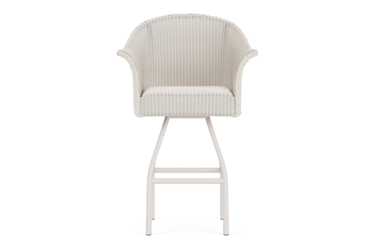 Lloyd Flanders All Seasons Swivel Bar Stool with Padded Seat in Antique White