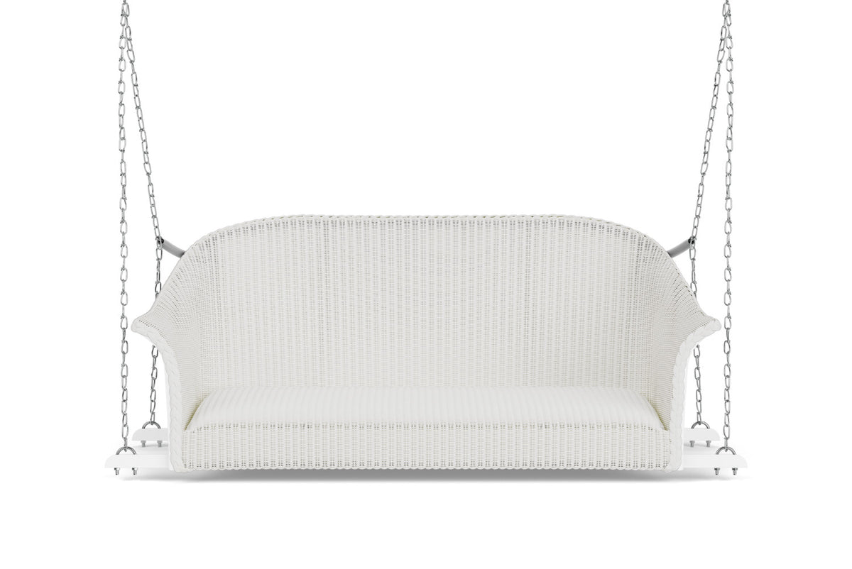 Lloyd Flanders All Seasons Settee Swing with Padded Seat in Matte White