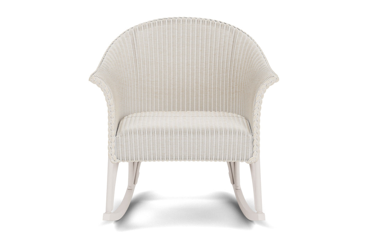 Lloyd Flanders All Seasons Lounge Rocker with Padded Seat in Antique White