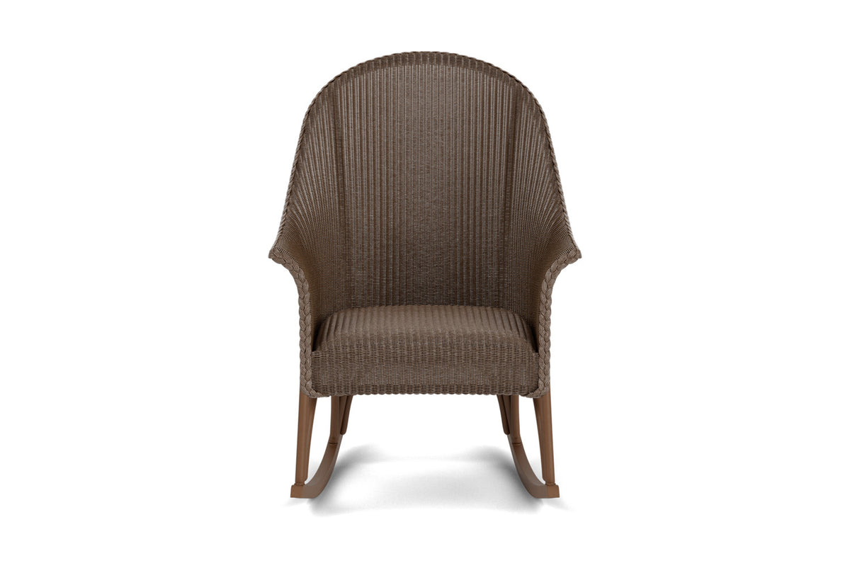 Lloyd Flanders All Seasons High Back Porch Rocker with Padded Seat in Bark