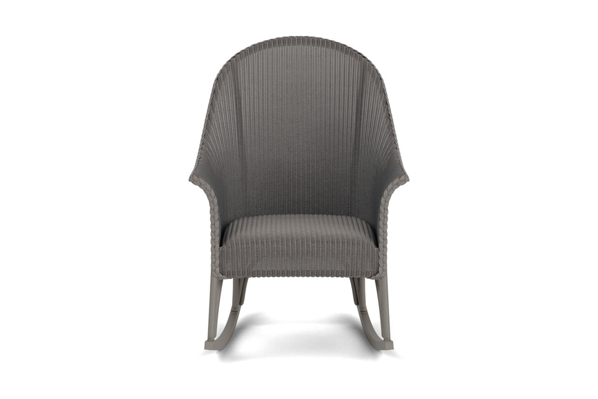 Lloyd Flanders All Seasons High Back Porch Rocker with Padded Seat in Pewter