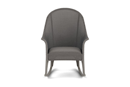Lloyd Flanders All Seasons High Back Porch Rocker with Padded Seat in Pewter