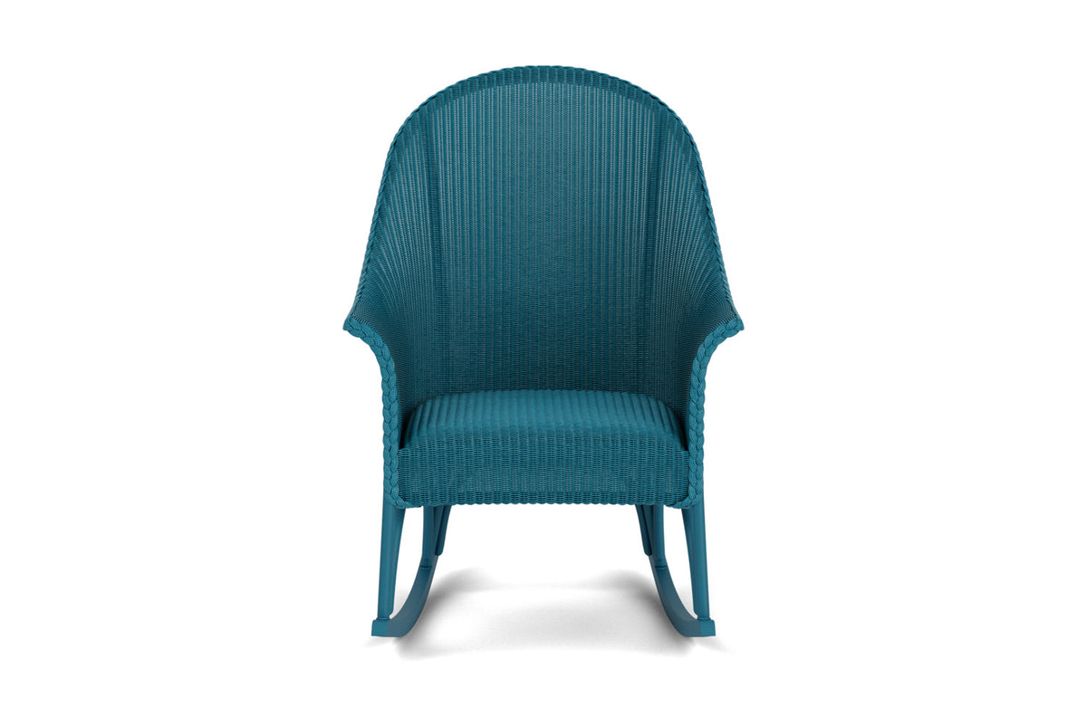 Lloyd Flanders All Seasons High Back Porch Rocker with Padded Seat in Peacock
