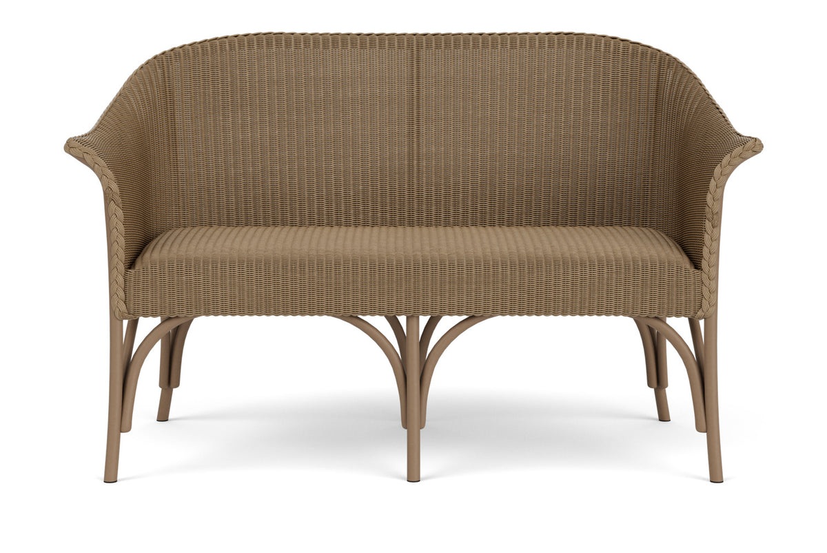 Lloyd Flanders All Seasons Settee with Padded Seat in Fawn