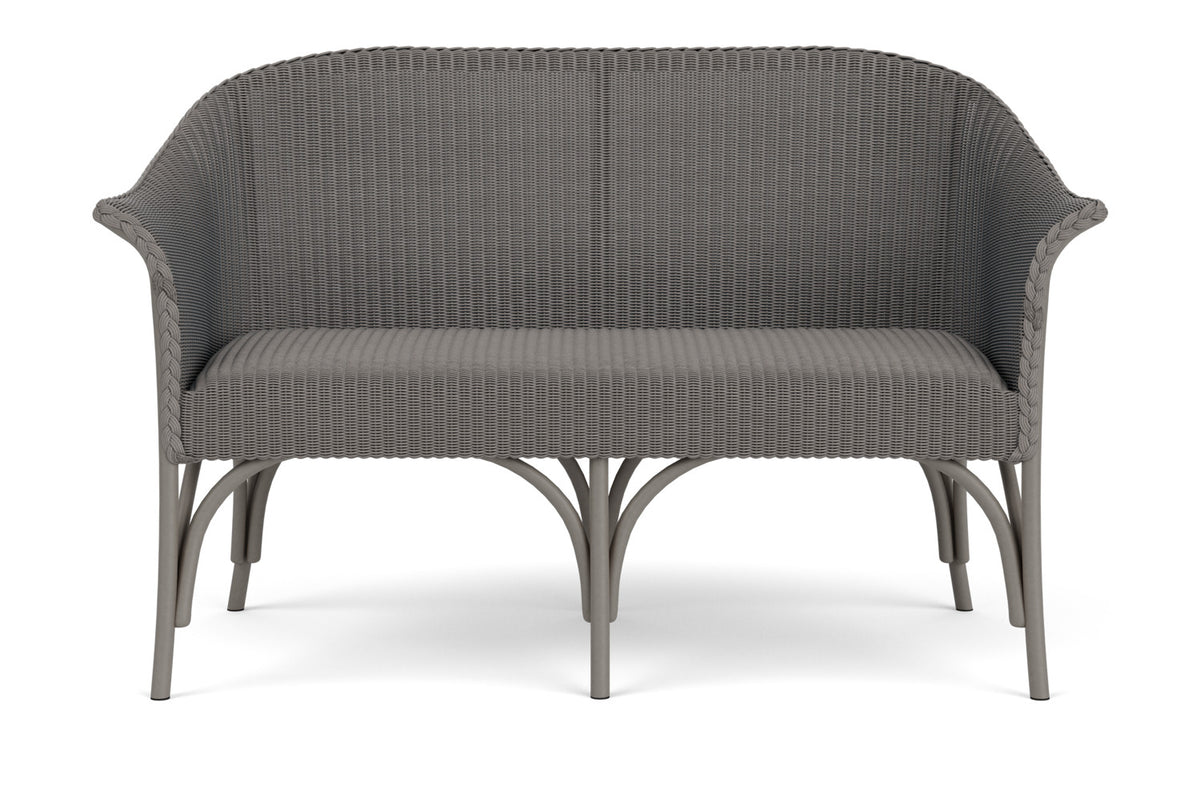 Lloyd Flanders All Seasons Settee with Padded Seat in Pewter