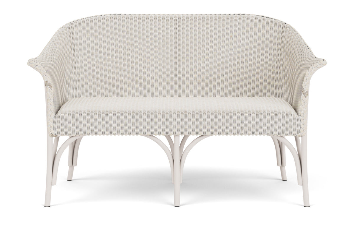 Lloyd Flanders All Seasons Settee with Padded Seat in Antique White