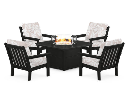 POLYWOOD Vineyard 5-Piece Conversation Set with Fire Pit Table