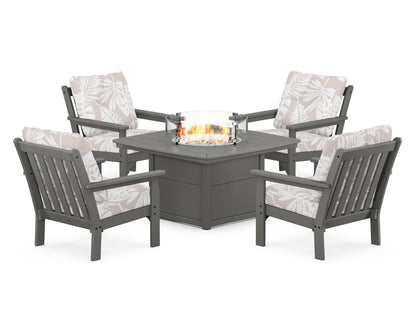 POLYWOOD Vineyard 5-Piece Conversation Set with Fire Pit Table