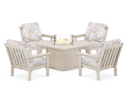 POLYWOOD Vineyard 5-Piece Conversation Set with Fire Pit Table