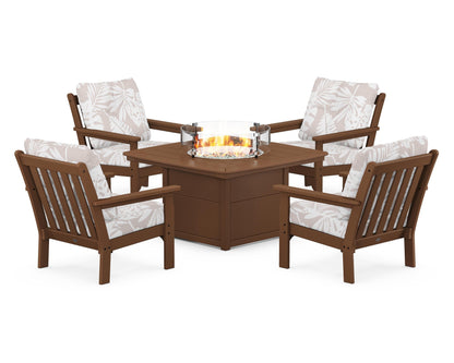 POLYWOOD Vineyard 5-Piece Conversation Set with Fire Pit Table