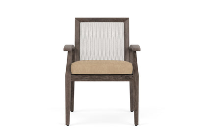 Lloyd Flanders Frontier Dining Set in White with Hayden Sand fabric