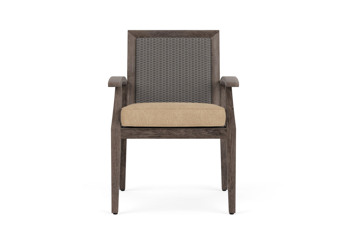 Lloyd Flanders Frontier Dining Set in Pewter with Hayden Sand fabric