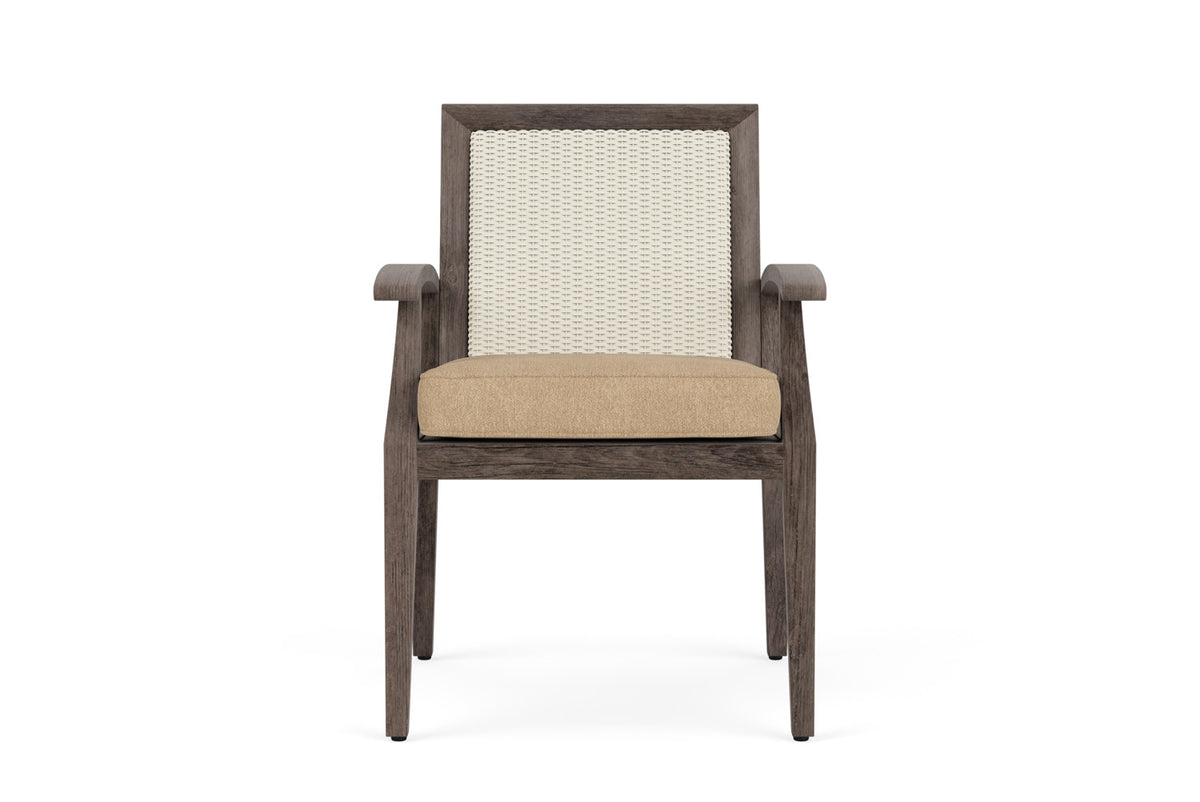 Lloyd Flanders Frontier Dining Set in Ivory with Hayden Sand fabric