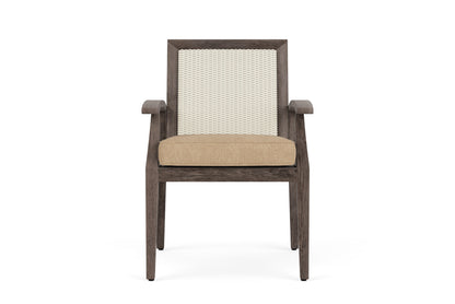 Lloyd Flanders Frontier Dining Set in Ivory with Hayden Sand fabric
