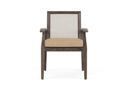 Lloyd Flanders Frontier Dining Set in Antique White with Hayden Sand fabric