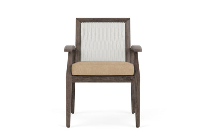 Lloyd Flanders Frontier Dining Armchair in Matte White with Hayden Sand fabric