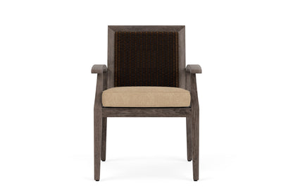 Lloyd Flanders Frontier Dining Armchair in Mink with Hayden Sand fabric
