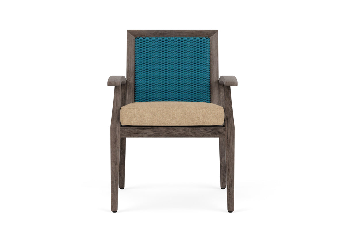Lloyd Flanders Frontier Dining Armchair in Peacock with Hayden Sand fabric