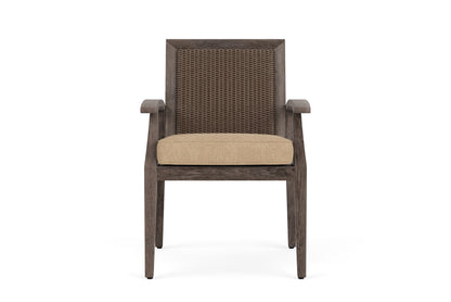 Lloyd Flanders Frontier Dining Armchair in Bark with Hayden Sand fabric