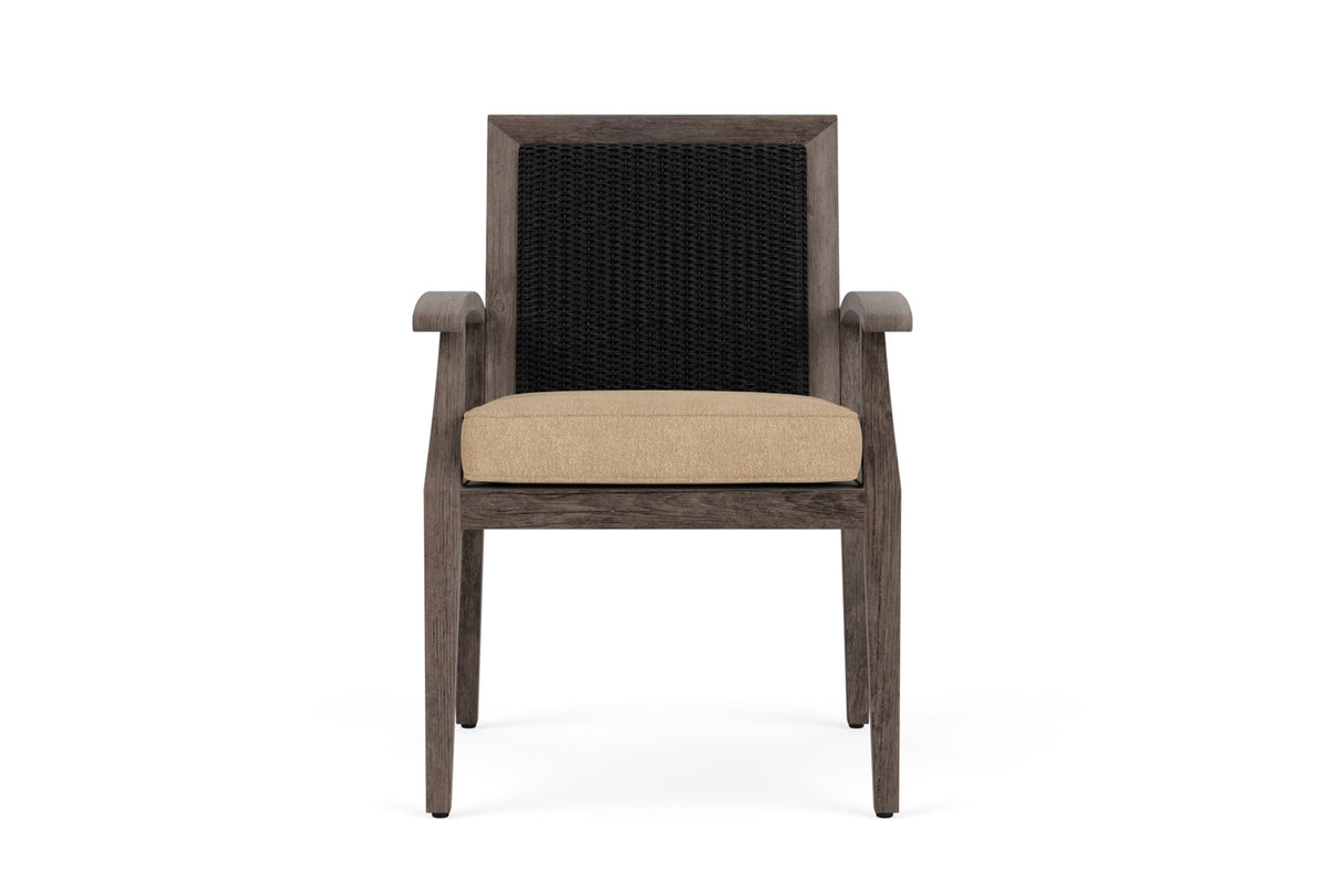 Lloyd Flanders Frontier Dining Set in Ebony with Hayden Sand fabric