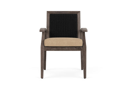 Lloyd Flanders Frontier Dining Set in Ebony with Hayden Sand fabric