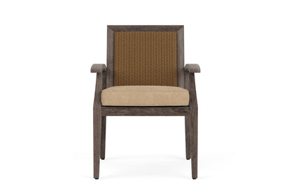 Lloyd Flanders Frontier Dining Armchair in Hickory with Hayden Sand fabric