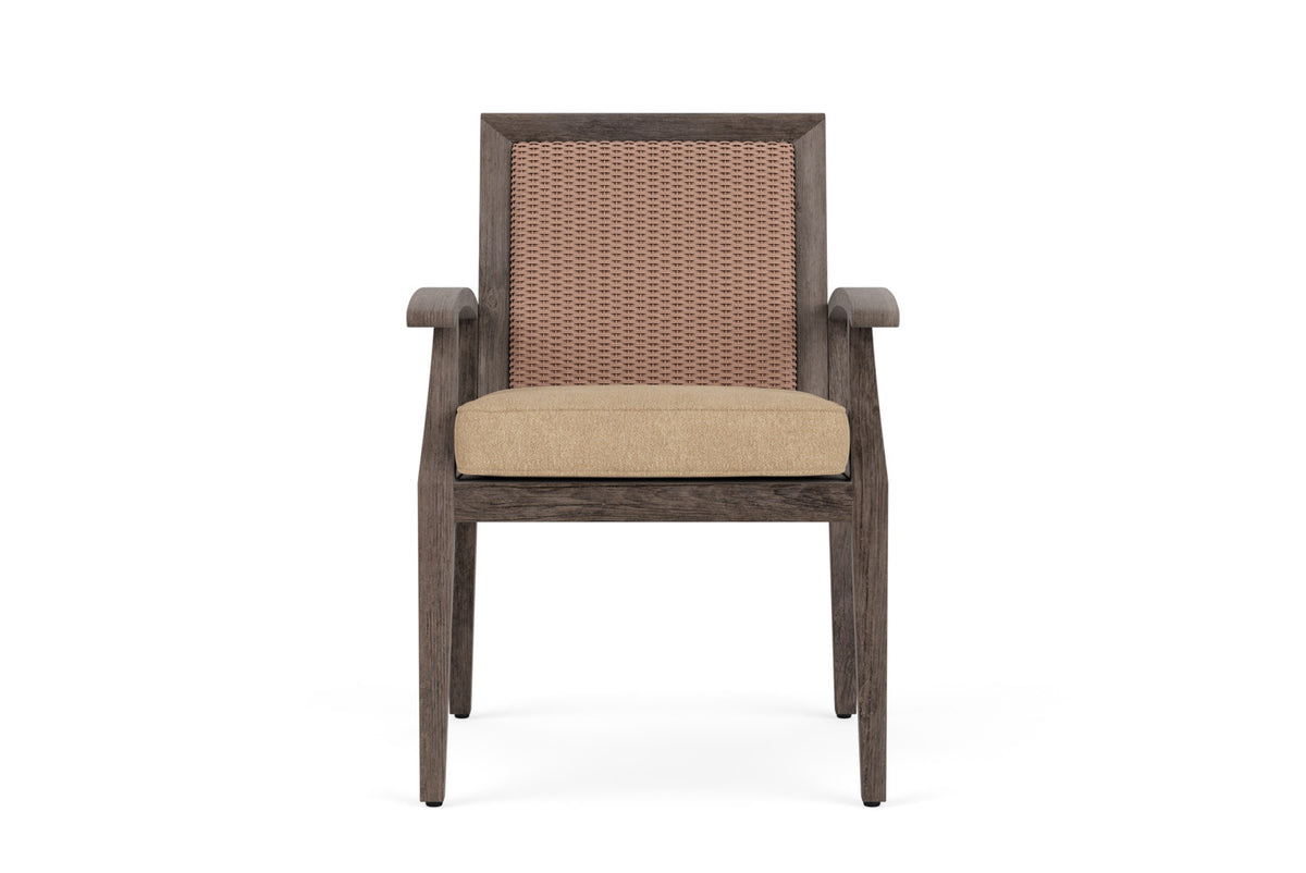Lloyd Flanders Frontier Dining Set in Rosewood with Hayden Sand fabric