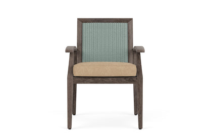 Lloyd Flanders Frontier Dining Set in Sea Glass with Hayden Sand fabric