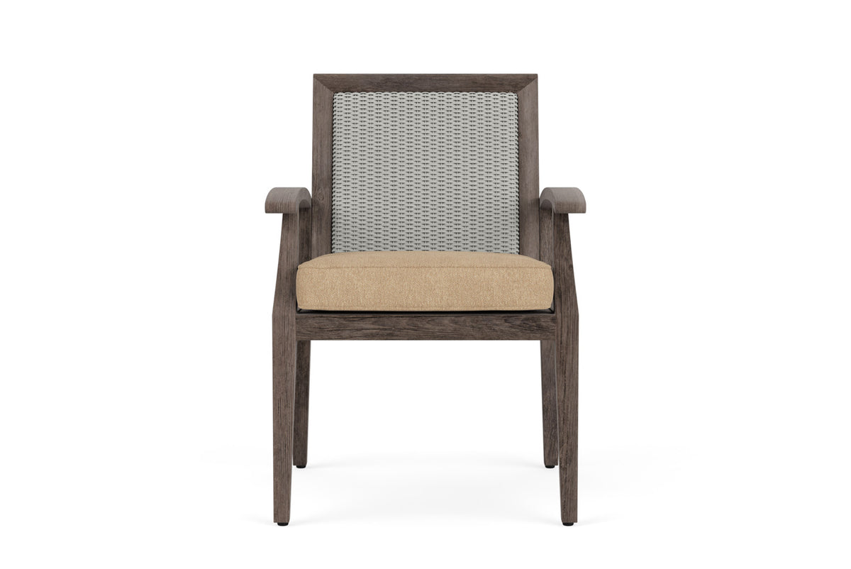 Lloyd Flanders Frontier Dining Set in Platinum with Hayden Sand fabric